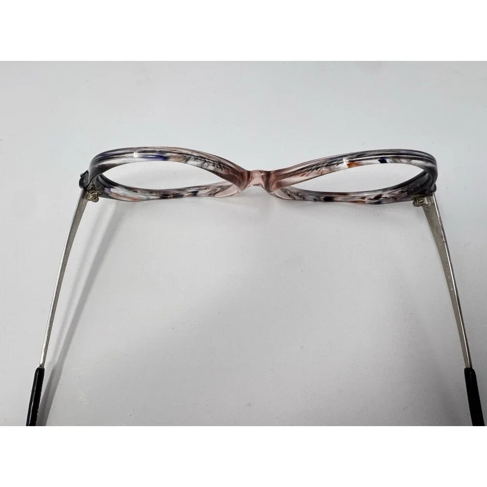Vintage 1970s Oversized Round Eyeglass Frames Pink Silver Tortoise 55-18-140 New